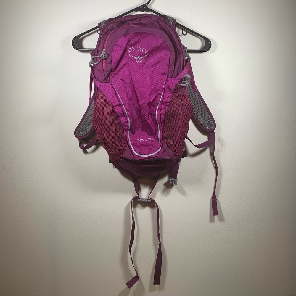 Osprey Day Lite Backpack Purple Gray H2O Bladder (Not Included) Pocket Hiking